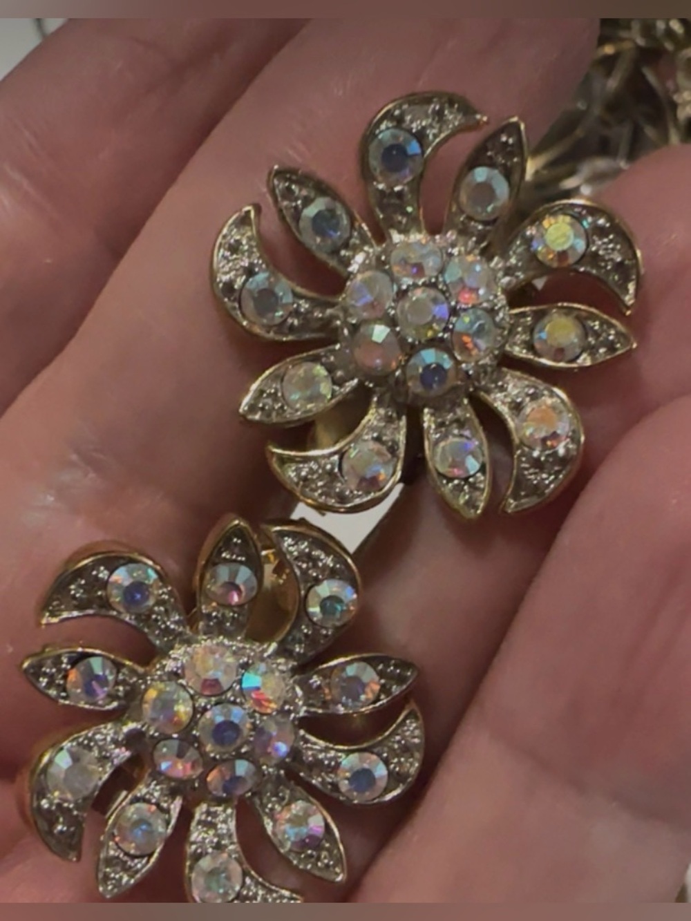 Vtg ‘Mountain Flower’ clip on earrings from Butler/ Fifth Avenue Collection ‘68